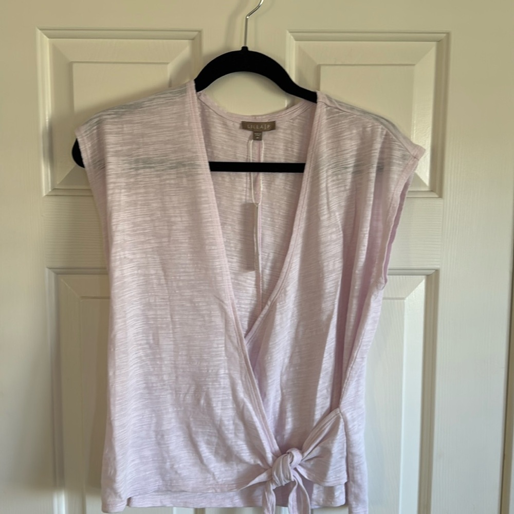 Lilla P Light Lavender Tie-Front Sleeveless Top